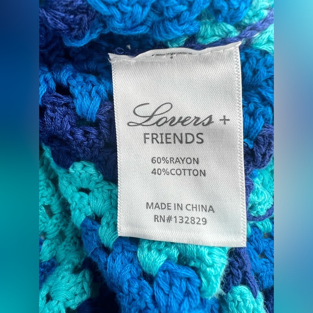 NWT: Lovers and Friends Blues Crochet Mini Dress Cover Ups Size Medium - Picture 10 of 11